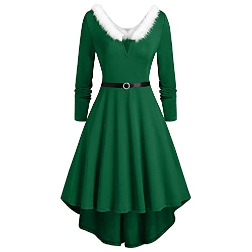 KOG Vintage Weihnachtskleid für Damen Langarm Weihnachtskleid Damen Elegant Weihnachts Kleidung Festkleider für Damen Partykleid Damen Weihnachtskleidung Meine Bestellungen Anzeigen Minzgrün 3XL von KOG