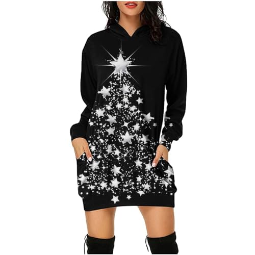 KOG Weihnachtskleid Damen Sexy Langarm Weihnachtskleider Damen Rockabilly Kleider Damen Kleider Kleid Frauen Boho Kleid Christmas Dresses Festlich Festival Meine Bestellungen Anzeigen Schwarz XL von KOG