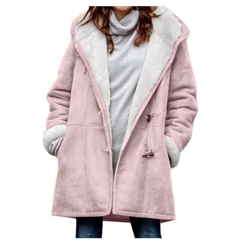 KOG Winterjacke Damen Fleecejacke Herbstjacke Warmes Jacke Einfarbige Kleidung Teenager übergangsmantel Amazon Warehouse Deal Warm Warme Frau Daunenjacke Baumwolle Gutschein Rosa S von KOG