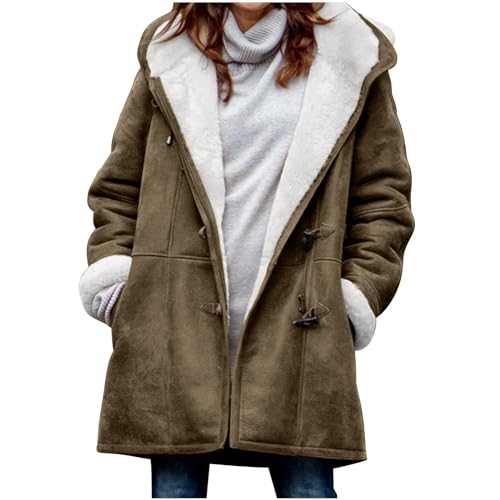 KOG Winterjacke Damen Fleecejacke Jacken Winter Jacke Laufjacke Einfarbig Oberteil Frau Amazon Gutschein Elegante Sweatjacke Vintage Hoodie Fleecejacke Baumwolle Outlet Angebote Armeegrün M von KOG