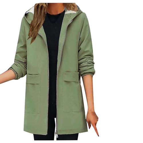 KOG Winterjacke für Damen Daunenmantel Elegante Daunenjacken Baumwolle Fahrradmantel Einfarbige Kleidung Angebote Casual Hemdjacke Warmes Frau Fleecejacken Outlet Amazon Mintgrün XL von KOG