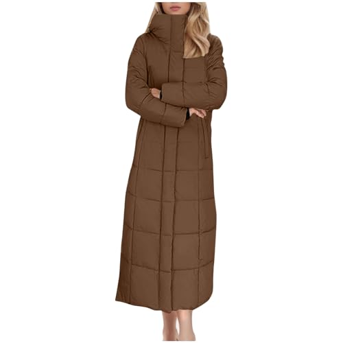 KOG Winterjacke für Damen Daunenmantel Warme Wintermantel Baumwolle Trainingsjacke Jacken Kleidung Frauen übergangsjacken Gutschein Winter Windbreaker Retro Frau Steppmantel Angebote Braun XXL von KOG