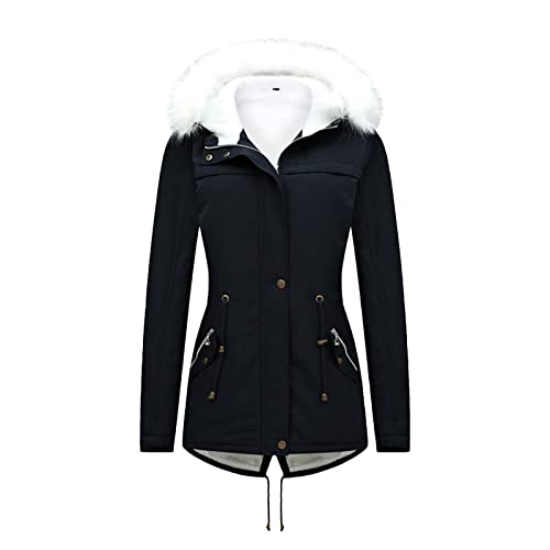 KOG Winterjacke für Damen Parka Warm Daunenmantel Baumwolle Sportjacke Einfarbig Oberteil Frau Amazon Warehouse Deal Windjacke Elegant Pullover Wollmantel Amazon Gutschein Marine M von KOG