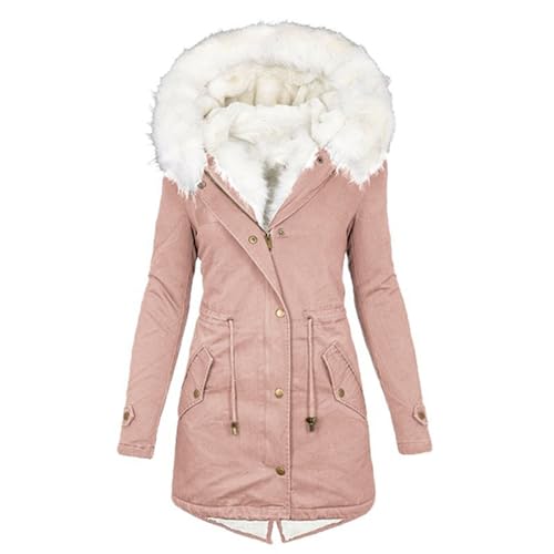 KOG Winterjacke für Damen Parka Warmes Dufflecoat Baumwolle Sportjacke Einfarbige Oberteile Sale Damen Warm Strickjacke Casual Hoodie Frau Steppjacke Amazon Essentials Damen Rosa 3XL von KOG