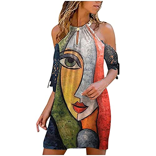 Schulterfrei Oberteil Damen Bluse Elegant Sexy Ärmellos Kleider Damen Sommerkleid Neckholder Kleid Frau Kurz Boho Kleid Damen Kurz Freizeitkleid Rundhals Halfter Shirtkleid T-Shirt Bluse Blusenkleid von KOG