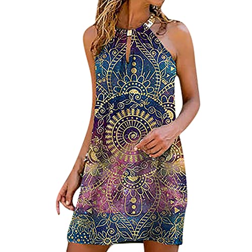 Schulterfrei Oberteil Damen Bluse Elegant Sexy Ärmellos Kleider Damen Sommerkleid Neckholder Kleid Frau Kurz Boho Kleid Damen Kurz Freizeitkleid Rundhals Halfter Shirtkleid T-Shirt Bluse Blusenkleid von KOG