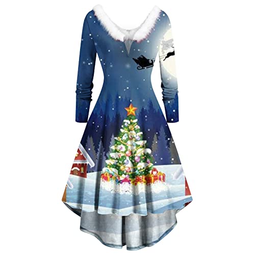 KOG Weihnachtskleid für Damen Sexy Langarm Vintage Weihnachtskleider für Damen Etuikleid Damen Maxikleid Kleid Frauen Cocktailkleid Christmas Dresses Meine Bestellungen Anzeigen Marine XXL von KOG