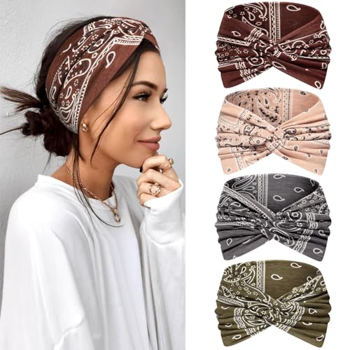 Haarbänder für Damen, 4 Stück, breit, dünn, elastisch, Batik, geknotet, Vintage-Stirnband für Sport, Yoga, Make-up, Spa und Mode-Accessoires Haarbänder für Damen, 4 Stück, breit, dünn, elastisch, Batik, geknotet, Vintage-Stirnband für Sport, Yoga, Make-up, Spa und Mode-Accessoires von KOGMMYSEVP
