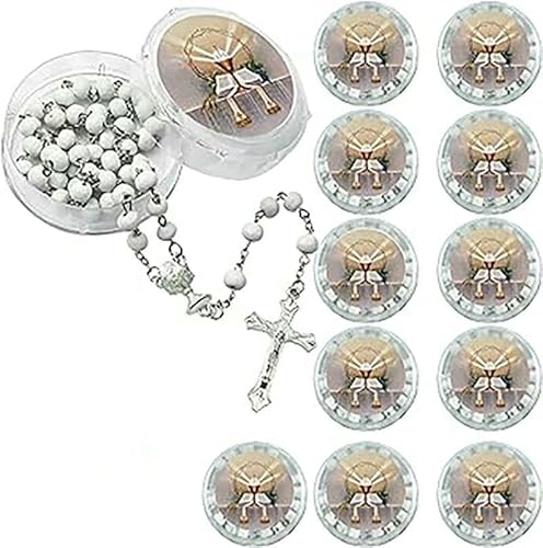 KOGMMYSEVP 12 x Rosenkränze zur Heiligen Kommunion, 12 Stück mit individueller Box, 51 cm von KOGMMYSEVP