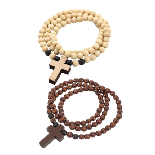 KOGMMYSEVP 2 x Halskette mit Anhänger für Damen und Herren, handgefertigte Perlen-Halskette, Jesus-Anhänger, einzigartiger religiöser Schmuck für Glauben und Stil zu jedem Anlass von KOGMMYSEVP