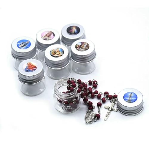 KOGMMYSEVP 4 x 5 mm Holz-Parfüm-Rosenkranz-Set, Jungfrau Maria, Halskette mit Rosenduft, Box-Set für große Menschen, 51 cm von KOGMMYSEVP