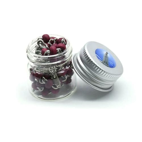 KOGMMYSEVP 4 x 5 mm Holz-Parfüm-Rosenkranz-Set, Jungfrau Maria, Halskette mit Rosenduft, Box-Set für große Menschen, 51 cm von KOGMMYSEVP