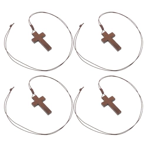 KOGMMYSEVP 4 x Holzhalsketten: religiöse Retro-Halskette mit Kordel-Design, für Männer und Frauen, Bibelvers-Schmuck und Partygeschenk KOGMMYSEVP 4 x Holzhalsketten: religiöse Retro-Halskette mit Kordel-Design, für Männer und Frauen, Bibelvers-Schmuck und Partygeschenk von KOGMMYSEVP