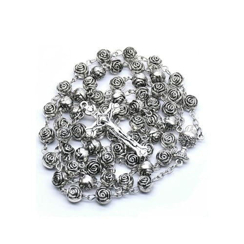 KOGMMYSEVP 8 mm Vintage Rosenkranz Halskette Kreuz Halskette Gebet Christus Kirche Supplies Großhandel, 56.5cm von KOGMMYSEVP