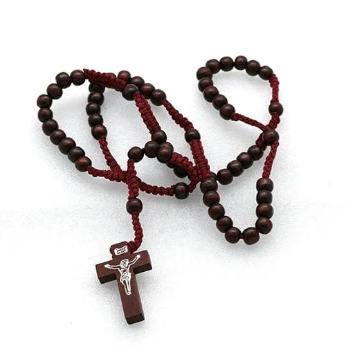 KOGMMYSEVP 8mm Großhandel Religiöse Accessoires Rosenkranz Halsketten Holzperlen Handgemachte Kreuz Halskette, 38+7cm KOGMMYSEVP 8mm Großhandel Religiöse Accessoires Rosenkranz Halsketten Holzperlen Handgemachte Kreuz Halskette, 38+7cm von KOGMMYSEVP