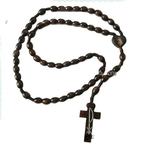 KOGMMYSEVP Günstiger Rosenkranz, Holzkette, ovale Perlen, religiöser Rosenkranz mit Jungfrau Maria und Ikone [Braun] von KOGMMYSEVP