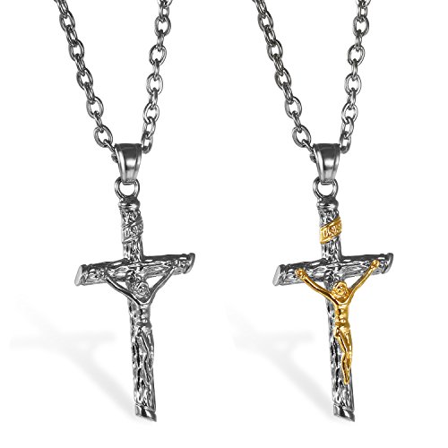 KOGMMYSEVP Halskette für Herren und Damen: Unisex-Kruzifix-Anhänger aus Edelstahl mit Kette von KOGMMYSEVP