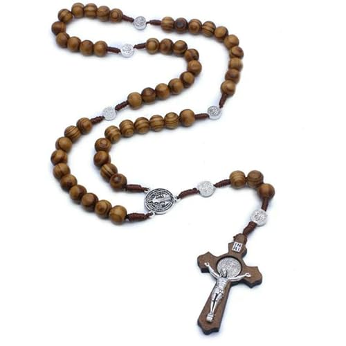 KOGMMYSEVP Handgefertigte Halskette mit Kreuz-Anhänger aus Holz, religiös, christlicher Rosenkranz, Perlen, Großhandel, modisches Design, 12inches KOGMMYSEVP Handgefertigte Halskette mit Kreuz-Anhänger aus Holz, religiös, christlicher Rosenkranz, Perlen, Großhandel, modisches Design, 12inches von KOGMMYSEVP