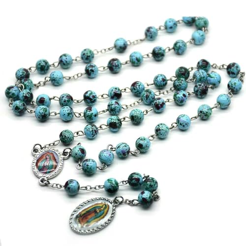 KOGMMYSEVP Handgefertigte Holz-Kreuz-Halskette, religiöse Ornamente, Rosenkranz, Perlen-Halskette, 61 cm KOGMMYSEVP Handgefertigte Holz-Kreuz-Halskette, religiöse Ornamente, Rosenkranz, Perlen-Halskette, 61 cm von KOGMMYSEVP