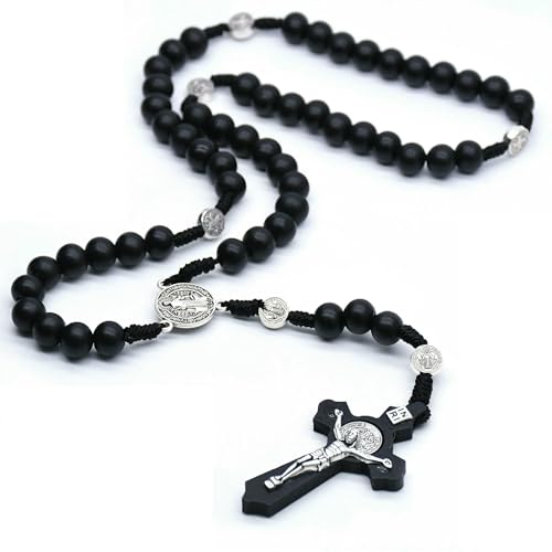 KOGMMYSEVP Handgefertigte Holzperlen Kreuz Rosenkranz Halskette Kreuz Halskette Christliche Gebetskette Religiöser Schmuck KOGMMYSEVP Handgefertigte Holzperlen Kreuz Rosenkranz Halskette Kreuz Halskette Christliche Gebetskette Religiöser Schmuck von KOGMMYSEVP