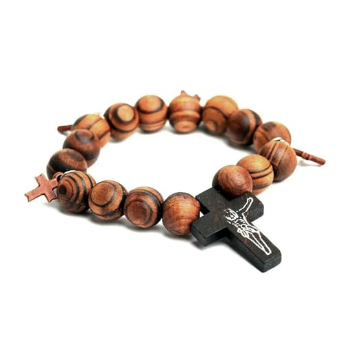 KOGMMYSEVP Jesus Christus schwarze Holzperlen elastisch religiöses Gebetskreuz Armband Kirche Rosenkranz Erinnerung Ostern Pfingsten Rituale, 18 cm KOGMMYSEVP Jesus Christus schwarze Holzperlen elastisch religiöses Gebetskreuz Armband Kirche Rosenkranz Erinnerung Ostern Pfingsten Rituale, 18 cm von KOGMMYSEVP