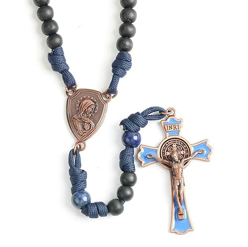 KOGMMYSEVP Marineblaue Rosenkranz-Perlen, starkes Design, stilvolle modische Halsketten für Herren, 61 cm KOGMMYSEVP Marineblaue Rosenkranz-Perlen, starkes Design, stilvolle modische Halsketten für Herren, 61 cm von KOGMMYSEVP