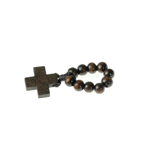 KOGMMYSEVP Natürliche Holzperlen, Fingerkette, Rosenkranz, Kreuz, bunter Ring, Rosenkranz, handgefertigter Schmuck, Großhandel, Ring von KOGMMYSEVP