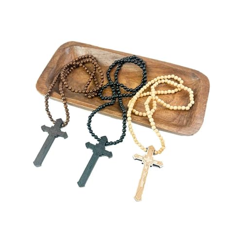 KOGMMYSEVP Rosenkränze, religiöse Holzperlen, Jungfrau Maria, Kreuz, handgefertigt, Jesus-Anhänger, Rosenkranz, Schmuck, Großhandel, M von KOGMMYSEVP