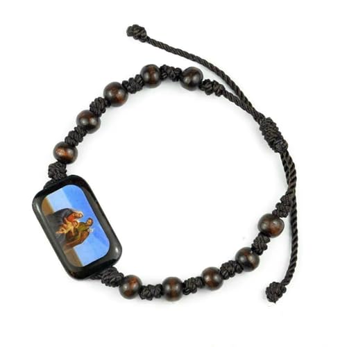 KOGMMYSEVP Rosenkränze mit natürlichen Holzperlen, religiös, handgefertigt, gewebt, Gebetsornament, Rosenkränze [54. Armband-Rosenkränze] von KOGMMYSEVP