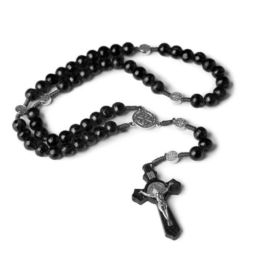 KOGMMYSEVP Rosenkranz aus Holz, Kruzifix-Halskette, Katholizismus, religiöse Rosenkränze, Gebetsperlen, christliches Kreuz, Jesus Christus, Schmuck KOGMMYSEVP Rosenkranz aus Holz, Kruzifix-Halskette, Katholizismus, religiöse Rosenkränze, Gebetsperlen, christliches Kreuz, Jesus Christus, Schmuck von KOGMMYSEVP
