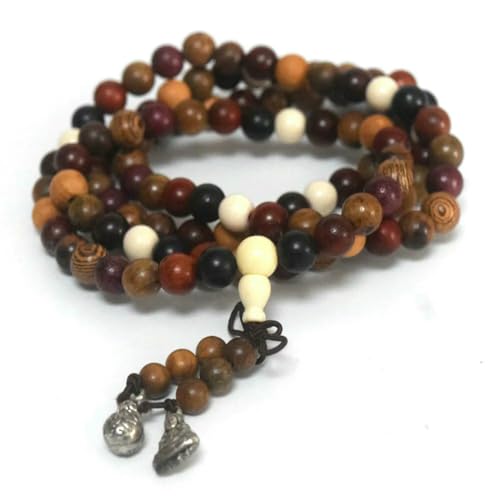KOGMMYSEVP Unisex-Rosenkranz aus Naturholz, Mala-Gebetsperlen, buddhistische Holzperlen-Halskette, Armband, für Herren und Damen, 8 mm KOGMMYSEVP Unisex-Rosenkranz aus Naturholz, Mala-Gebetsperlen, buddhistische Holzperlen-Halskette, Armband, für Herren und Damen, 8 mm von KOGMMYSEVP