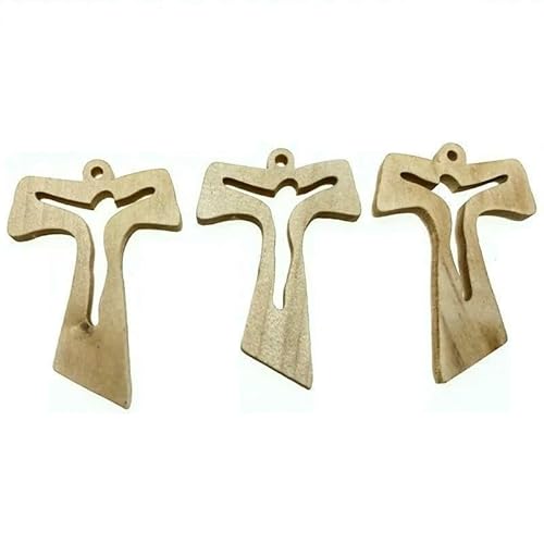 KOGMMYSEVP Unlackierter Rosenkranz-Anhänger aus Lotusholz, T-Form, religiöser Kruzifix-Anhänger mit Jesus, lasergravierte Kreuzausschnitte [natürlich] von KOGMMYSEVP