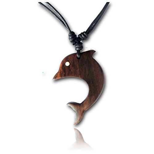 KOGMMYSEVP Verstellbare Holz-Delfin-Halskette für Damen, Delfin-Anhänger, Halsketten von KOGMMYSEVP