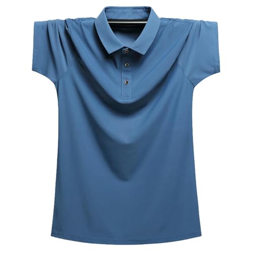 KOGORA Herren T-Shirt Großgröße 9XL 8XL Herren Sommer Kurzärärmeleis Ice Seide Solid Color Business Casual Shirt-a85 Dunstblau-8xl von KOGORA