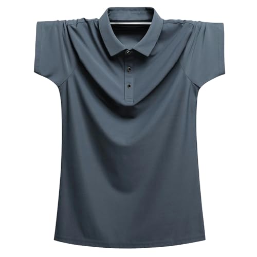 KOGORA Herren T-Shirt Großgröße 9XL 8XL Herren Sommer Kurzärärmeleis Ice Seide Solid Color Business Casual Shirt-a85 Grau-9xl von KOGORA