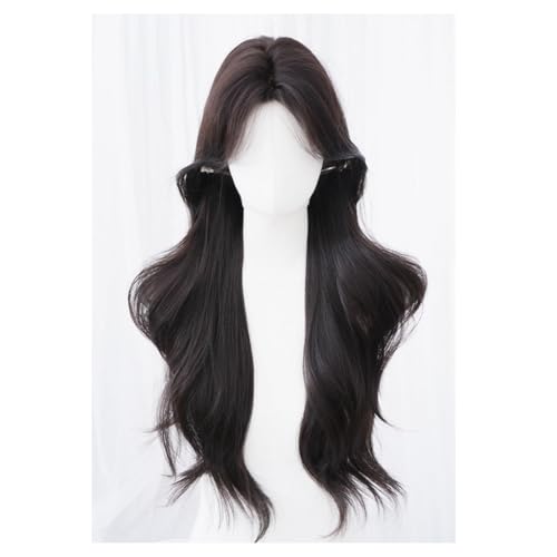 Damen Perücke Koreanischen Stil Täglich Lange Lockige Perücke Große Wellen gebrochenes Haar Pony Vollkopf Perücke Tägliche Perücke Spitze Perücken von KOHUS
