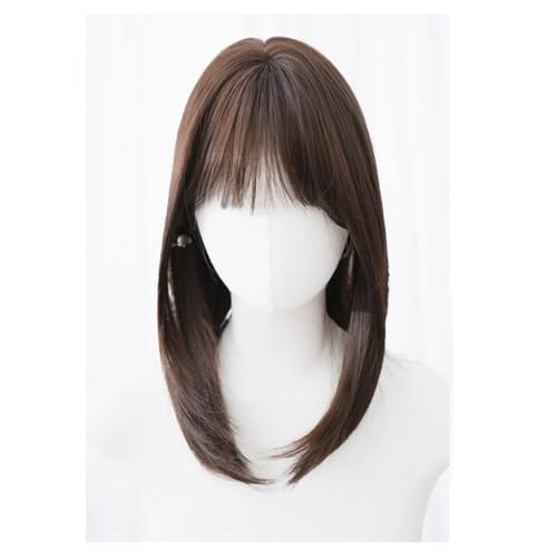 Damen Perücke Künstliche Perücke Natürliche kurze gerade Französisch Stil Pony Volle Kopfperücke Geeignet für den täglichen Gebrauch und Party Gebrauch Spitze Perücken von KOHUS
