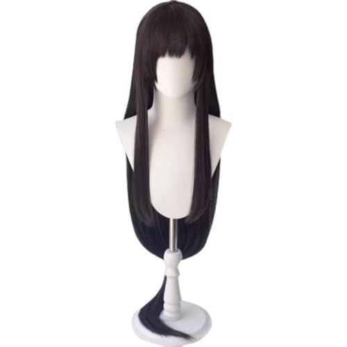 Damen Perücke Lange haar perücke geeignet für fotografie Air Bangs schwarz lang gerade simuliert volle Kopfbedeckung stil Spitze Perücken von KOHUS