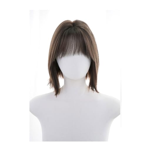 Damen Perücke Tägliche natürliche Perücke kurzes Haar Französisch Stil Pony Gesichtsformung Vollkopf Design Perücke Spitze Perücken von KOHUS