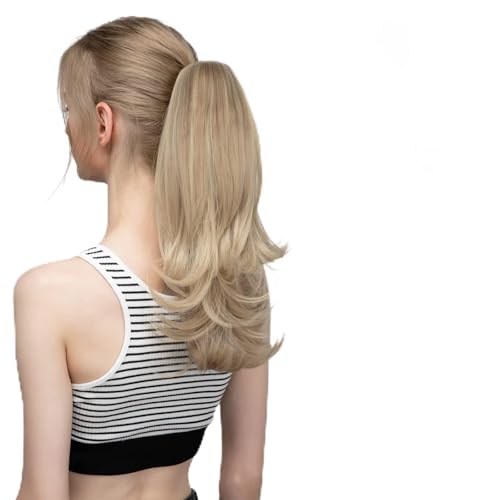 Hair Brötchen Synthetische Clips In Pferdeschwanz Haarverlängerungen Perücke 14 Zoll Lange Wellenförmige Perücke Brötchen mit Elastischem Band Pferdeschwanz for Frauen Perücke(16h613) von KOHUS