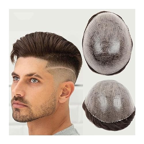 Kahlheit abdeckung perücke 0.10-0.12 Dicke Injiziert PU Haut männer Toupet Indisches Menschenhaar Männer Kapillarprothese Mittlere Dichte Welle Männlichen Haar Ersatz System Toupet(COLOR 3#-130%,7x9) von KOHUS