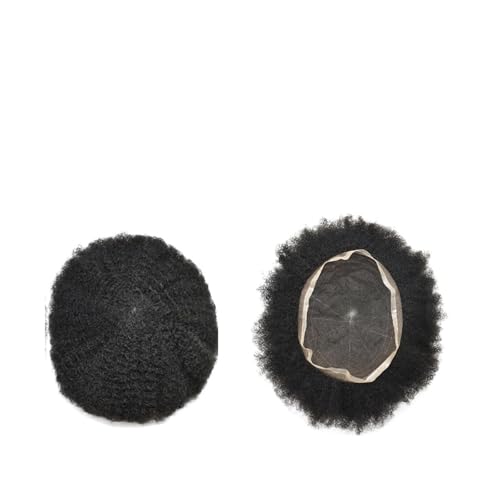 Kahlheit abdeckung perücke 6mm Afro Lockiges Haar Toupet für Schwarze Männer 6 Zoll 120% Dichte Kinky Curly Indisches Menschenhaar Ersatz System mit Volle Französisch Spitze Basis Herren Toupet Toupet von KOHUS