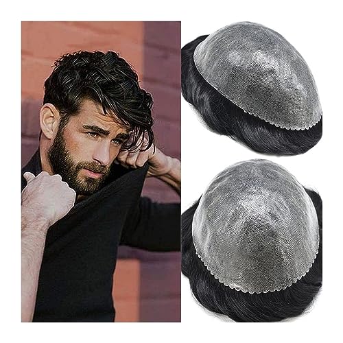 Kahlheit abdeckung perücke Männer Toupetje 6 "Lange Indische Menschenhaar Stück 0,08-0,12mm Durable Dünne Haut Unsichtbare Knoten Männer Toupet Natürliche Weiche Schwarz Haar System Einheiten von KOHUS