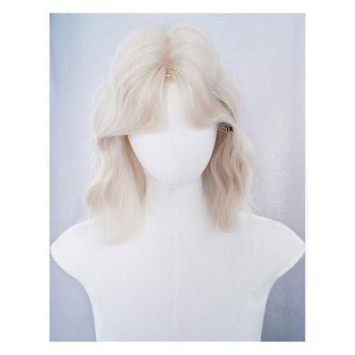 Perücke Damen Koreanische Stil Mittelscheitel Ponys Kurze lockige Vollkopf Perücke Geeignet für Party und Alltag Spitze Perücken von KOHUS