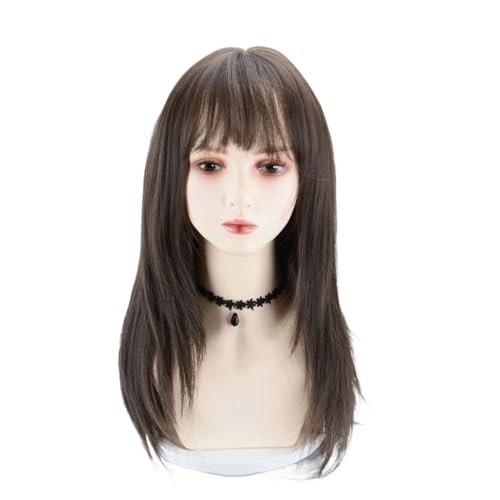 Perücke für Frauen Lange Haare Luftpony Gebrochenes Haar Natürliche Gesichtsformende volle Stirnband Flauschige Stirnband Spitze Perücken von KOHUS