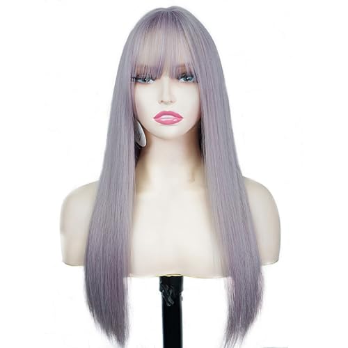 Perücke für Frauen Volle Perücke mit geradem Pony und simuliertem glattem Haar, geeignet für den täglichen Gebrauch Spitze Perücken von KOHUS