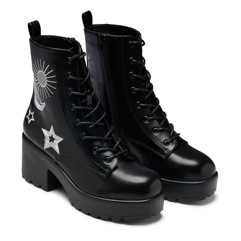 KOI Astro Silver Star & Moon Chunky Boots Boot schwarz in EU41 von KOI