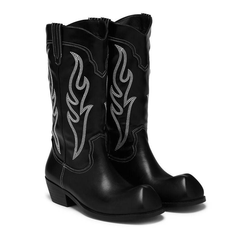 KOI Cryptek Snub Nose Tall Cowboy Boots - Black Vintage Stiefel schwarz in EU43 von KOI