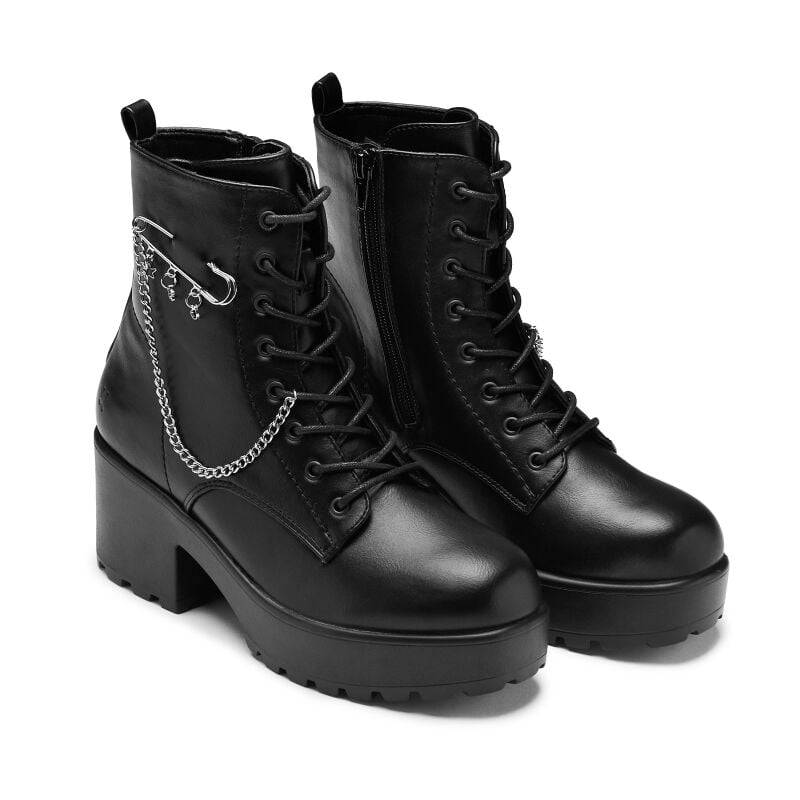 KOI - Gothic Schnürstiefel - Salvius Safety Pin Military Lace Up Boot - EU36 bis EU41 - für Damen - Größe EU37 - schwarz von KOI