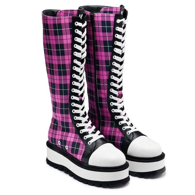 KOI Salvius Safety Pin Military Lace Up Boots Schnürstiefel schwarz pink in EU36 von KOI